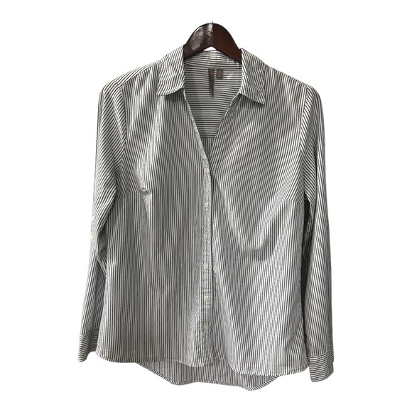 BRINA & EM Tops - BRINA & EM Long Sleeve Pin Stripe Women’s Button Down Top Size M NWOT